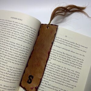Handmade Customizable Bloody “Human skin” Bookmark with hair Tassle‎